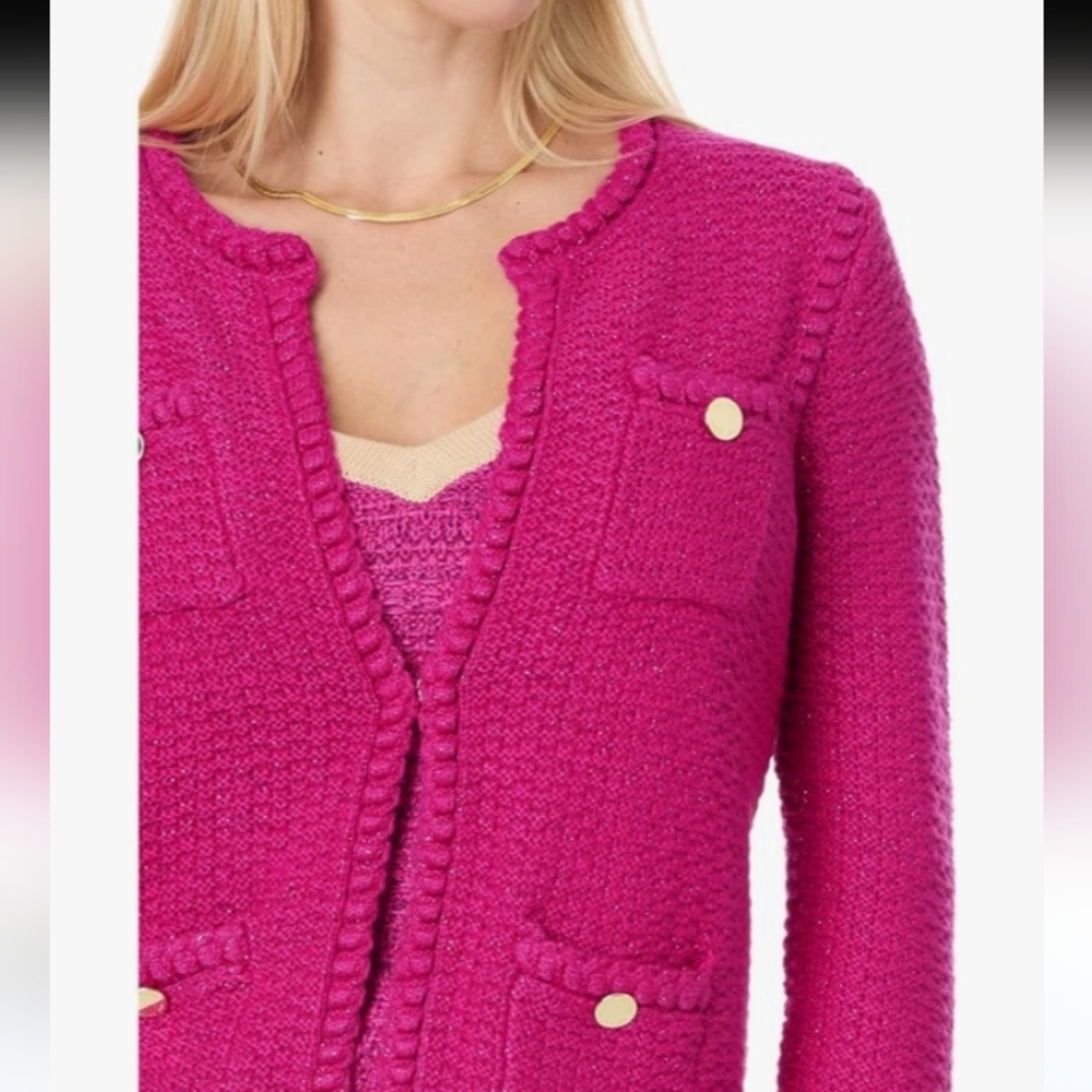 Lilly Pulitzer Kenton Pink Metallic Women's Cardigan Size XL New - Picture 3 of 8